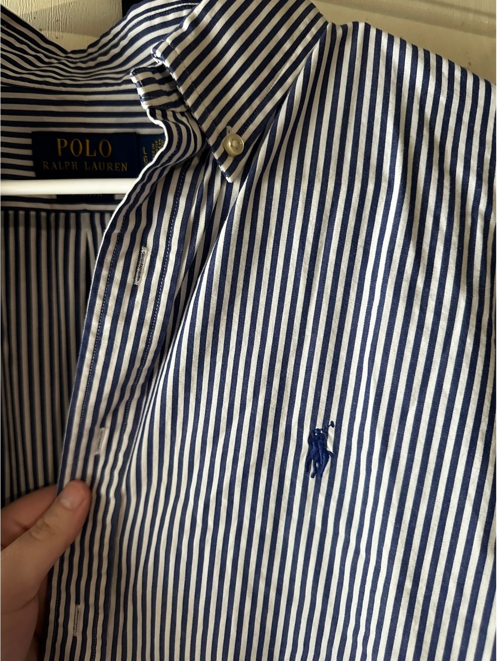 Polo Ralph Lauren Classic Fit Blue and White Striped Button-Down Shirt